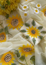 Sunflower Hand Painted Saree