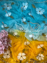 Morning Sky Hibiscus Saree