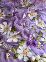 ELARA Handpainted Chiffon Saree