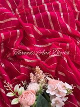 Georgette Magenta and Gold Saree