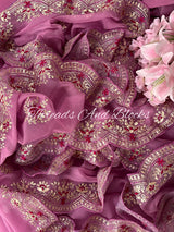 Lavender Pittan Scalloped Border Saree