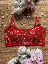 Red Sequin Flower Blouse