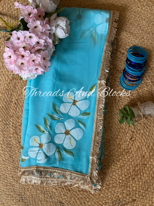 Blue Hibiscus with Border