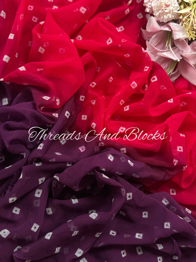 Magenta Purple Bandhani Saree