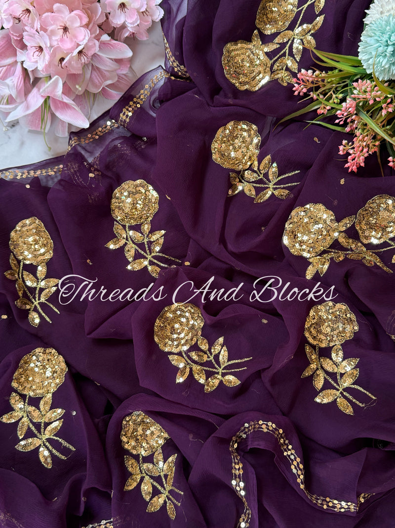 Gold Twilight Floral Buta Saree
