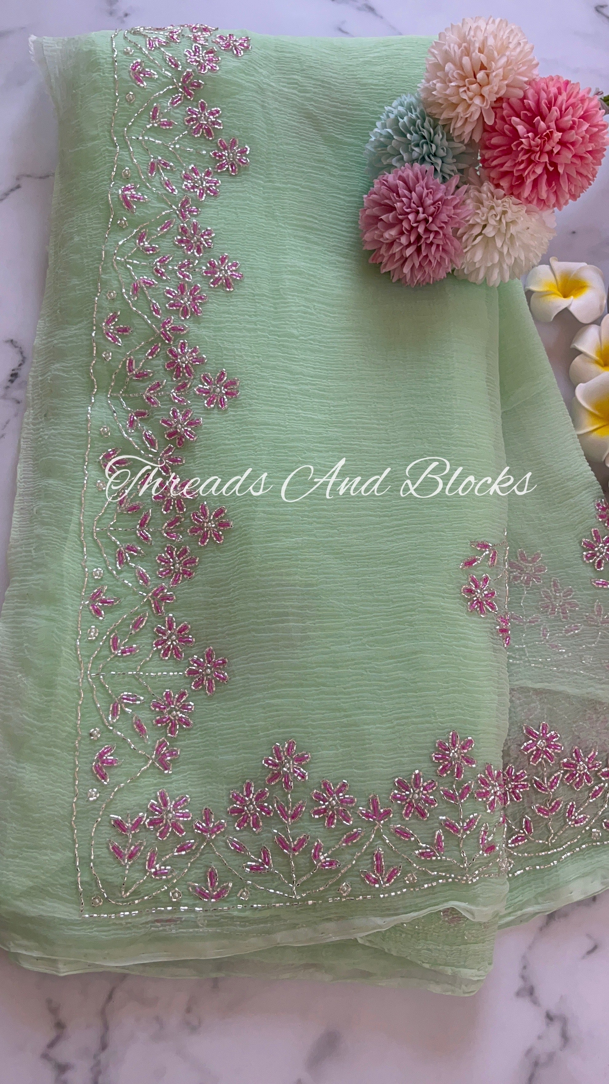 Pastel Pistachio Cut Dana Border Saree