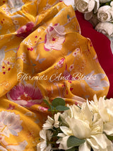Yellow Calendula Floral Saree