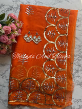 Sequin Jharokha Border Saree