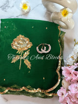 Rose Buta with Scalloped Border Saree