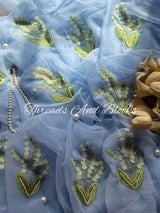 BLUE PORCELAIN Chiffon Saree