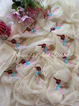 Luminous Kingfisher Chiffon Saree