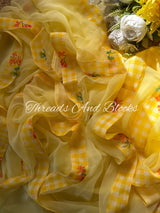 Checkmate Yellow Saree
