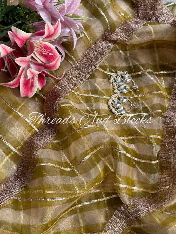 Kanak Tulsi Tissue Leheriya Saree