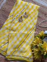 Yellow Leher Sequin Chiffon Saree