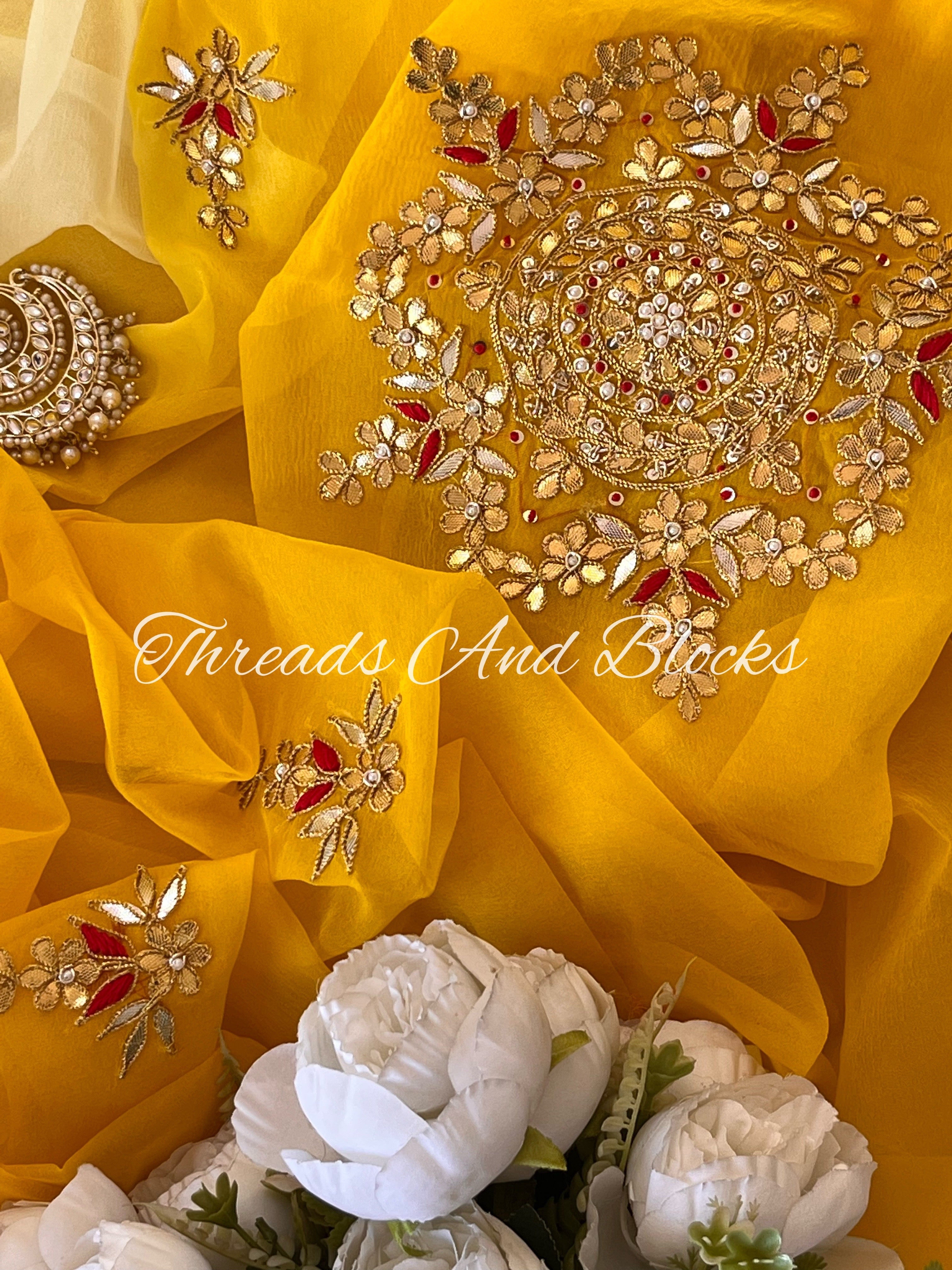 Ombré Yellow Zardosi Buta Saree