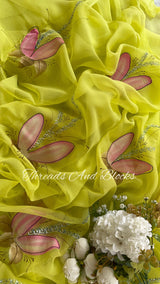 Half Water Lily Hand Painted Saree