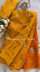 Tuscan Sun Yellow Jaal Saree