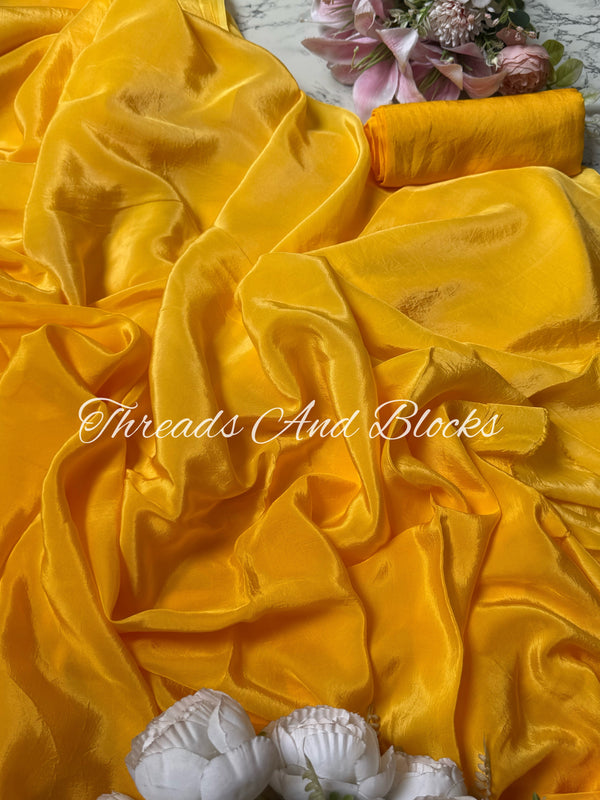 Shaded Yellow Crepe Saree