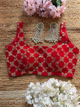 Zari Jaal Red Blouse