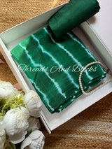 Green Organza Leheriya Saree
