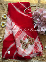 Laal Shibori Leher Chiffon Saree