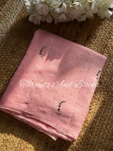 Soft Pink Ripple Mukaish Saree