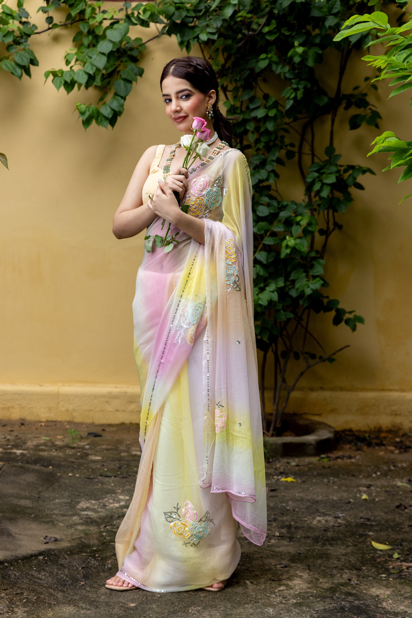 Candyfloss Rose Cluster Saree