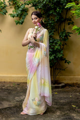 Candyfloss Rose Cluster Saree