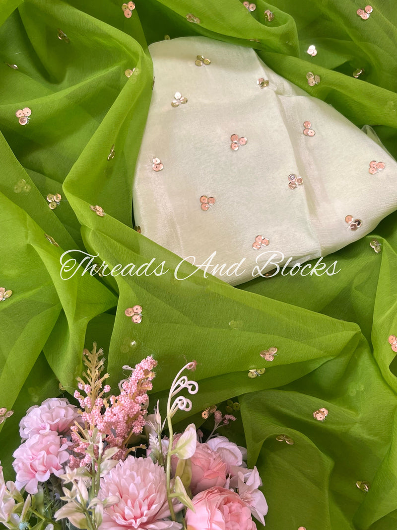 Mehendi Green Tikki Buti Saree