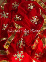 Red Kachi Patti Lappa Border Saree