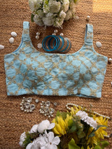 Sky Blue Zari Jaal Blouse