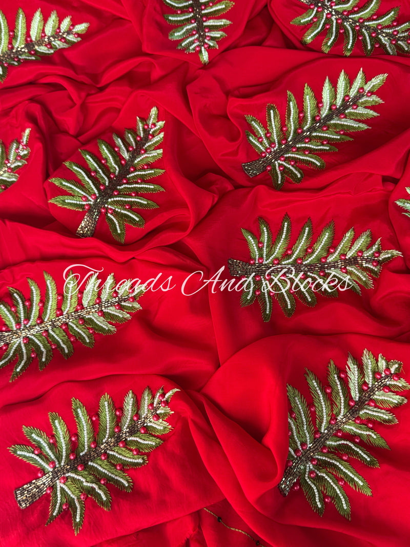 Frosted Fern Crepe Saree