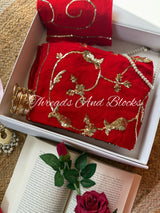 Red Sequin Jaal Saree