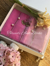 Ombré Lavender Sequin Stripe Saree