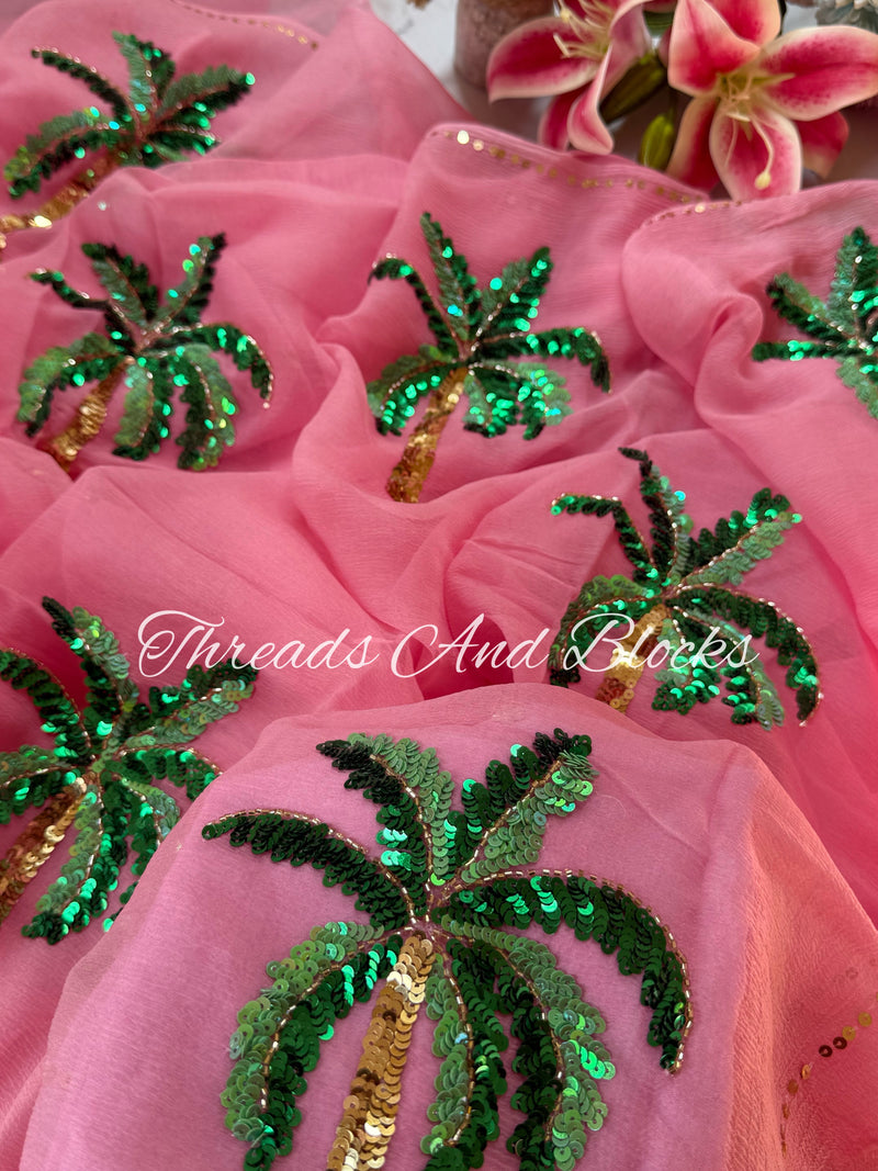 Royal Palms Chiffon Saree