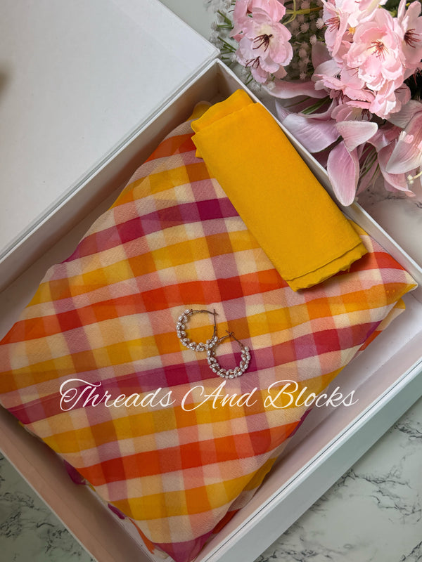 Rang Leher Chiffon Leheriya Saree