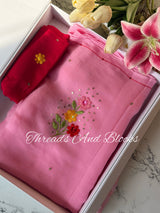 Saaz Gulabi Resham Saree