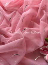 Soft Pink Ripple Mukaish Saree