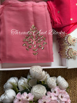 Floral Sparkle Chiffon Saree