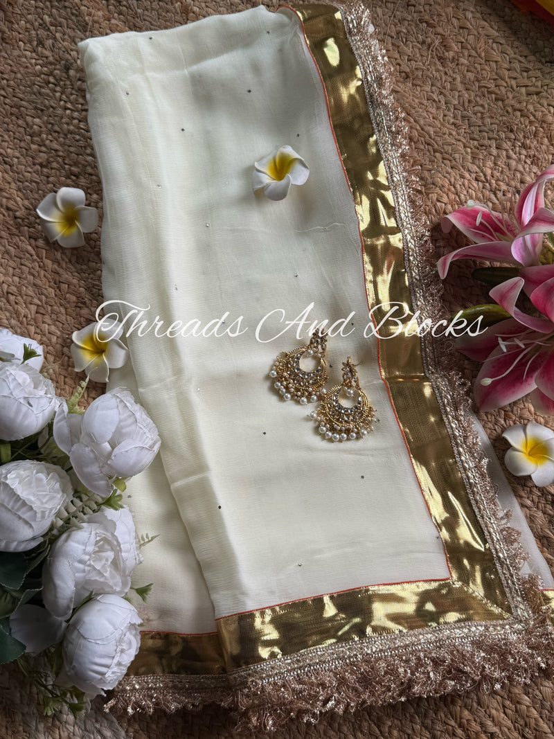 Mukaish Lappa Border Saree