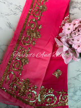 Sharbati Pink Sequin Border Saree