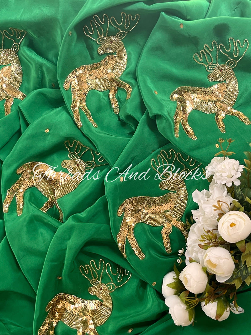 Dazzling Deer Crepe Saree