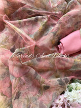Duchess Rosewood Printed Chiffon Saree