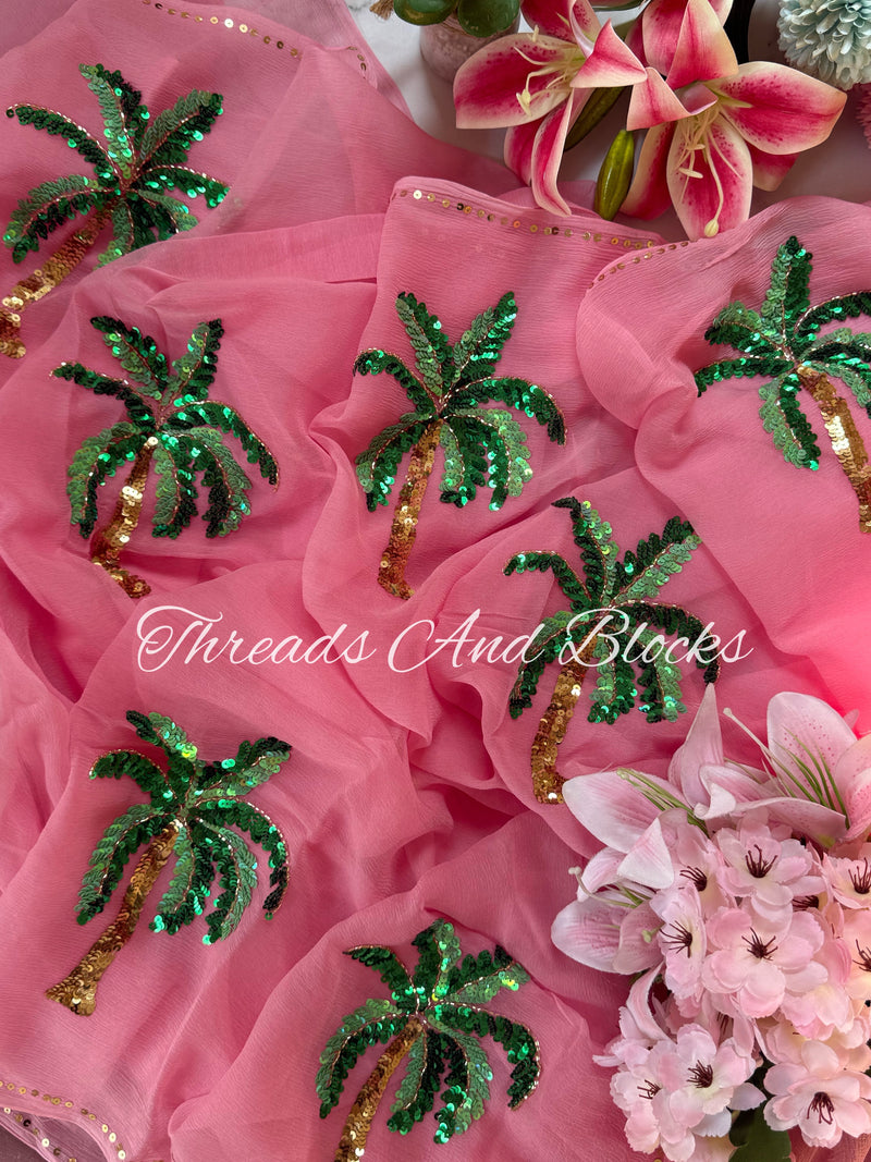Royal Palms Chiffon Saree