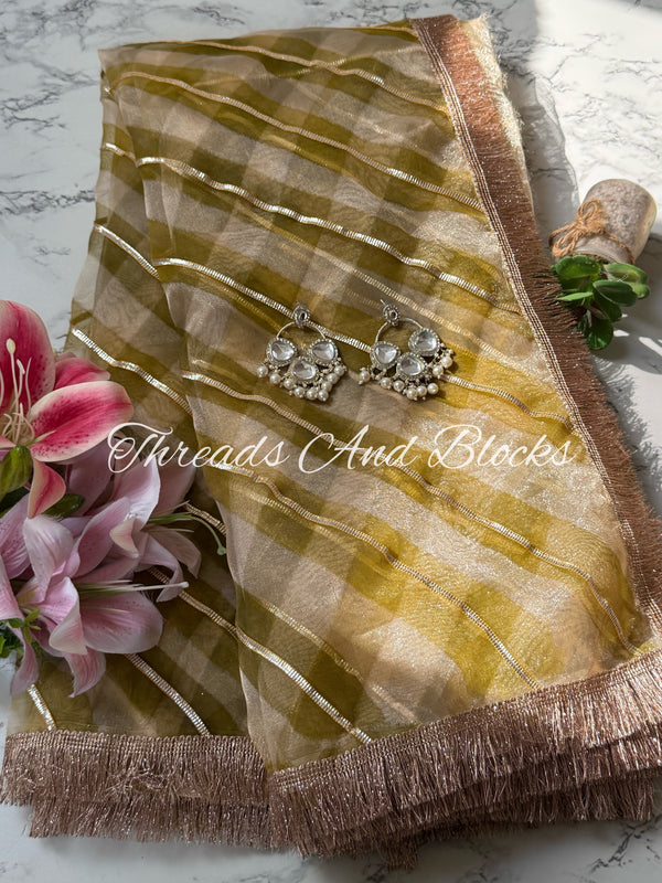 Kanak Tulsi Tissue Leheriya Saree
