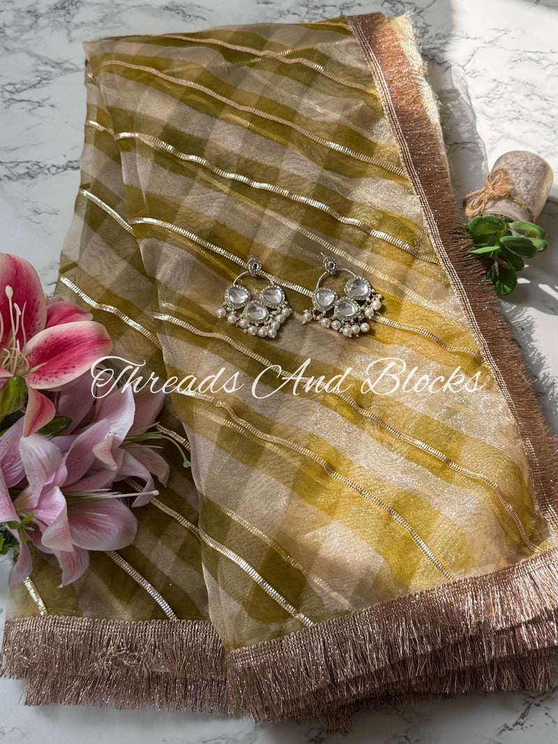 Kanak Tulsi Tissue Leheriya Saree