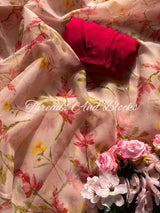 Rosedust Sprigs Chiffon Saree
