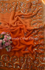 Sequin Jharokha Border Saree