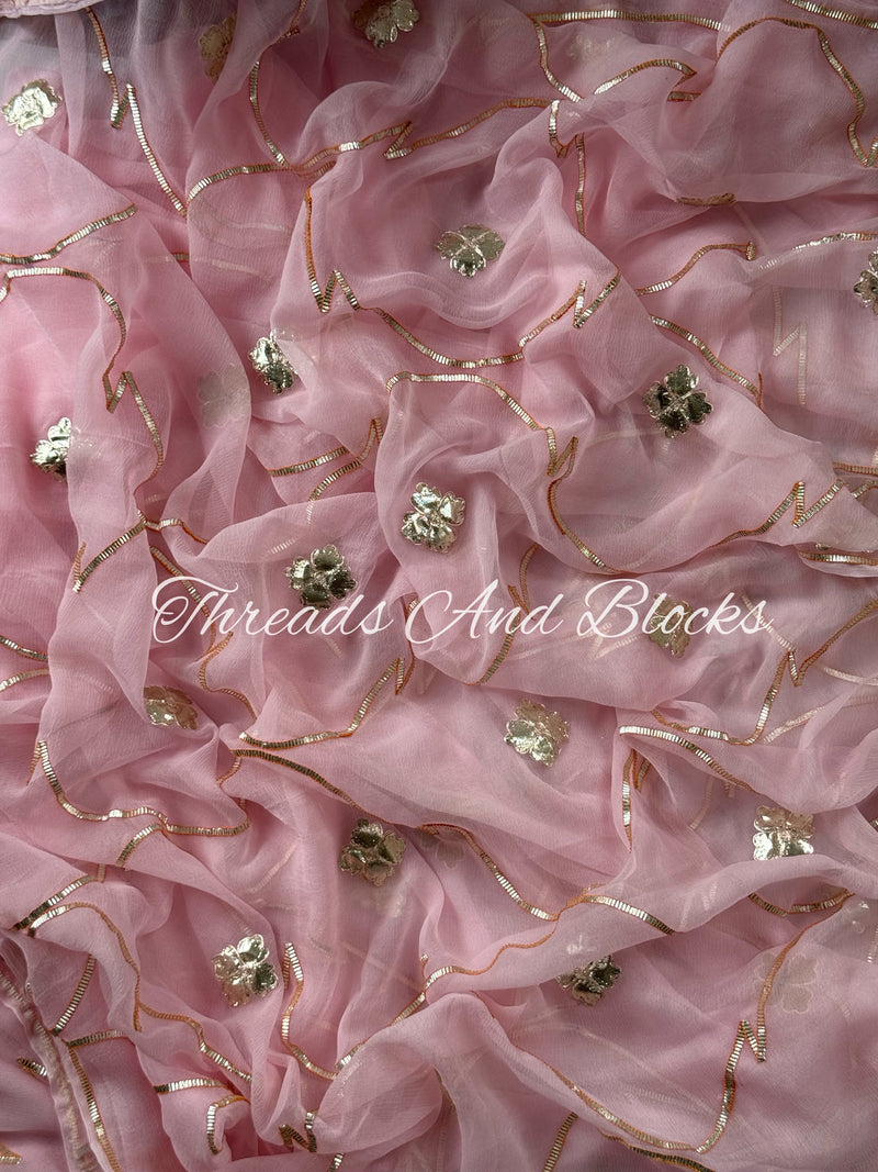 Soft Pink Gota Jaal Saree