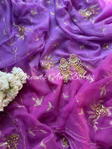 Shaded Purple Floral Jaal Saree
